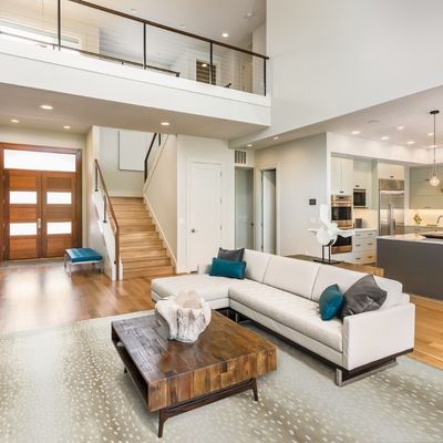 waterproof wood look floors in a kitchen and living room